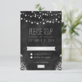 String Lights Zwart krijtbord RSVP Response Kaart (Staand voorkant)