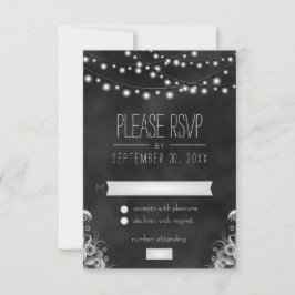 String Lights Zwart krijtbord RSVP Response Kaart