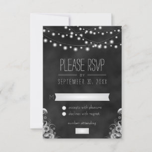 String Lights Zwart krijtbord RSVP Response Kaart