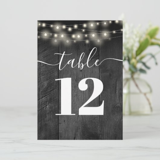 String Lights Zwart Schuur Hout Boho Tafelnummer (Staand voorkant)