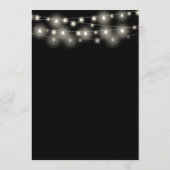 String Lights Zwart-wit Bloemen bruiloft Menu (Achterkant)