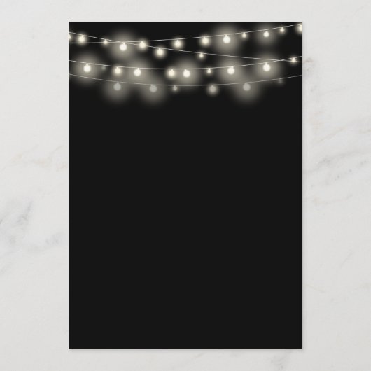 String Lights Zwart-wit Bloemen bruiloft Menu (Achterkant)