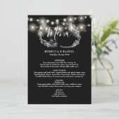 String Lights Zwart-wit Bloemen bruiloft Menu (Staand voorkant)