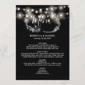 String Lights Zwart-wit Bloemen bruiloft Menu (Voorkant)