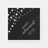 String Lights | Zwart & Wit Pensioen Partij Servet (Voorkant)