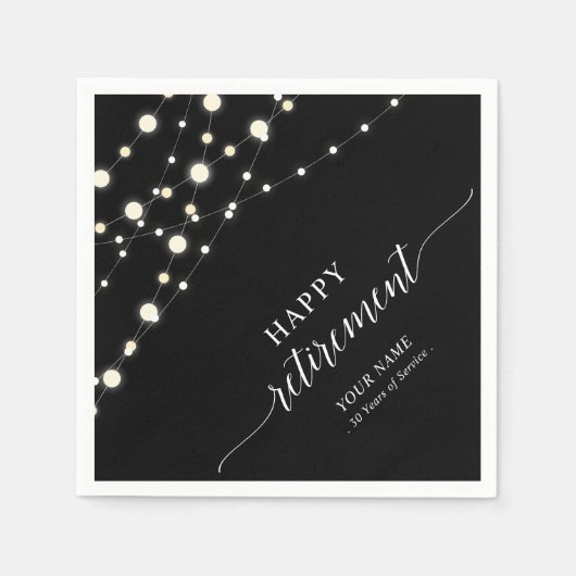 String Lights | Zwart & Wit Pensioen Partij Servet (Voorkant)