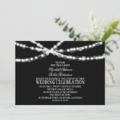 String Lights Zwarte bruiloft uitnodiging (Staand voorkant)