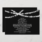 String Lights Zwarte bruiloft uitnodiging (Voorkant / Achterkant)