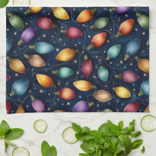 String Of Colorful Christmas Lights  Theedoek (Gevouwen)