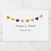 String of Hearts Aangepaste Bruid Bruidegom Huweli Likeurfles Etiket (Enkel label)