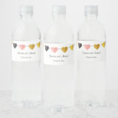 String of Hearts Aangepaste Bruid Bruidegom Huweli Waterfles Etiket (Flessen)