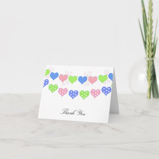 String of Hearts Dank je Bedankkaart (Voorkant)
