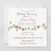 String of Hearts Schattige Baby shower Invitation Kaart (Voorkant)