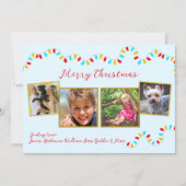 String of Lights Blue Christmas Four Photo Feestdagenkaart (Voorkant)