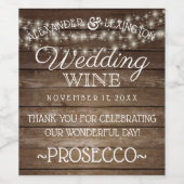 String of Lights Bruiloft Mousserende wijn of Etiket (Enkel label)