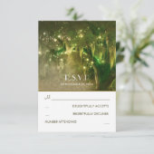String of Lights Oak Tree Rustic Wedding RSVP Kaar Kaartje (Staand voorkant)