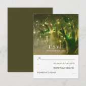 String of Lights Oak Tree Rustic Wedding RSVP Kaar Kaartje (Voorkant / Achterkant)