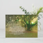 String Of Lights Old Tree Rustic Wedding Invites Kaart (Staand voorkant)