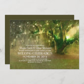 String Of Lights Old Tree Rustic Wedding Invites Kaart (Voorkant / Achterkant)