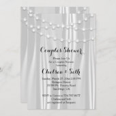 String of Lights op White Satin Couple's Douche Kaart (Voorkant / Achterkant)