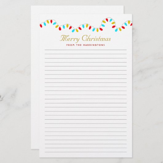String of Lights Persoonlijk kerstschrijfpapier Briefpapier (Voorkant / Achterkant)