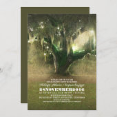 String of Lights Rustic Oak Tree Engagement Party Kaart (Voorkant / Achterkant)