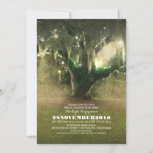 String of Lights Rustic Oak Tree Vrijgezellenfeest Kaart (Voorkant)