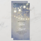 String of Lights Rustiek Stoffig Blauw Trouwprogra Programmakaart (Voorkant / Achterkant)