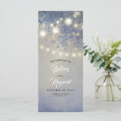 String of Lights Rustiek Stoffig Blauw Trouwprogra Programmakaart (Staand voorkant)
