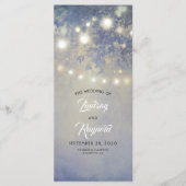 String of Lights Rustiek Stoffig Blauw Trouwprogra Programmakaart (Voorkant)