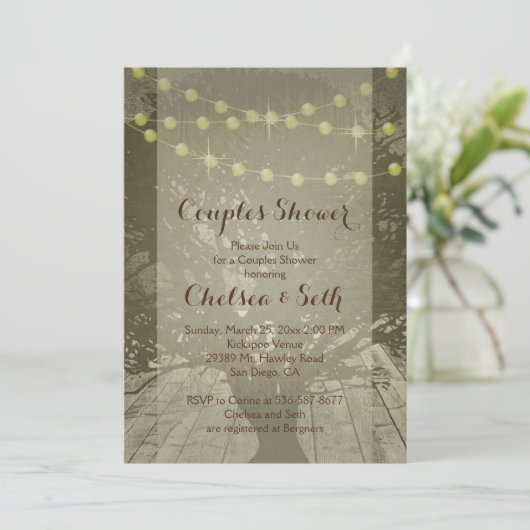 String of Lights rustieke achtergrond Kaart (Staand voorkant)