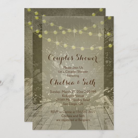 String of Lights rustieke achtergrond Kaart (Voorkant / Achterkant)