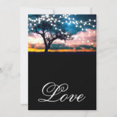 String of Lights Tree bij Sunset Bruiloft Uitnodig Kaart (Achterkant)