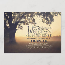 String of Lights Tree Rustieke Vintage Wedding Kaart