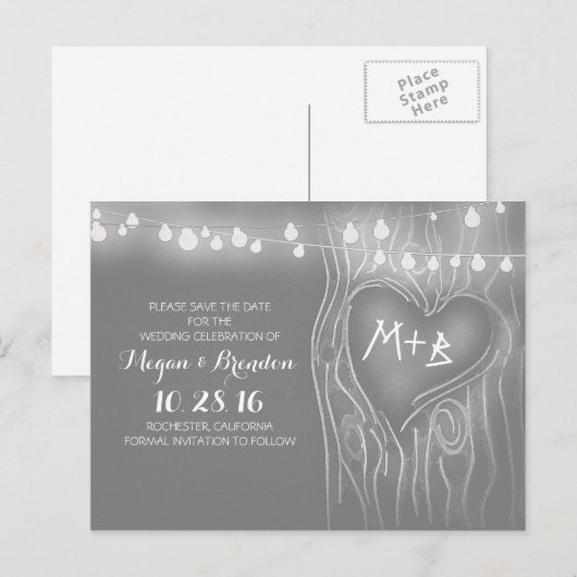 String of lights tree save the date briefkaarten (Voorkant / Achterkant)