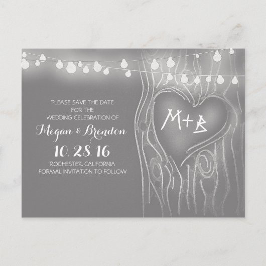 String of lights tree save the date briefkaarten (Voorkant)