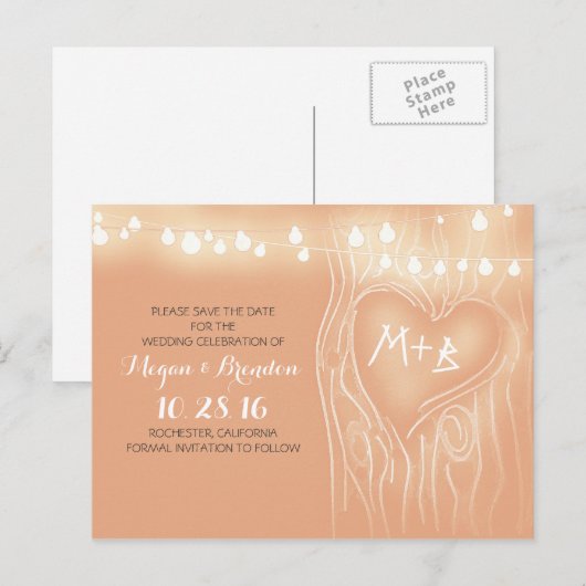 String of lights tree save the date briefkaarten (Voorkant / Achterkant)