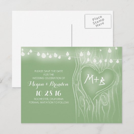 String of lights tree save the date briefkaarten (Voorkant / Achterkant)