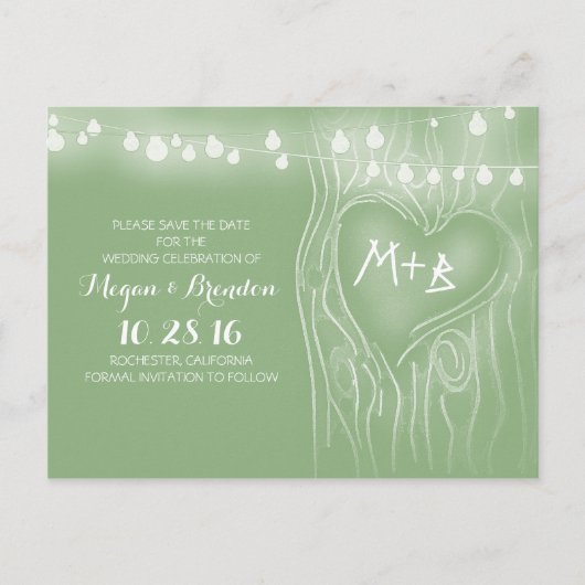 String of lights tree save the date briefkaarten (Voorkant)