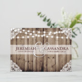 String of Lights - Witte Kant Bruiloft Uitnodiging (Staand voorkant)