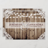 String of Lights - Witte Kant Bruiloft Uitnodiging (Voorkant / Achterkant)