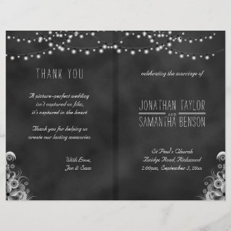 String of Lights Zwart krijtbord bruiloft programm