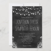 String of Lights Zwart krijtbord bruiloft uitnodig Kaart (Voorkant)