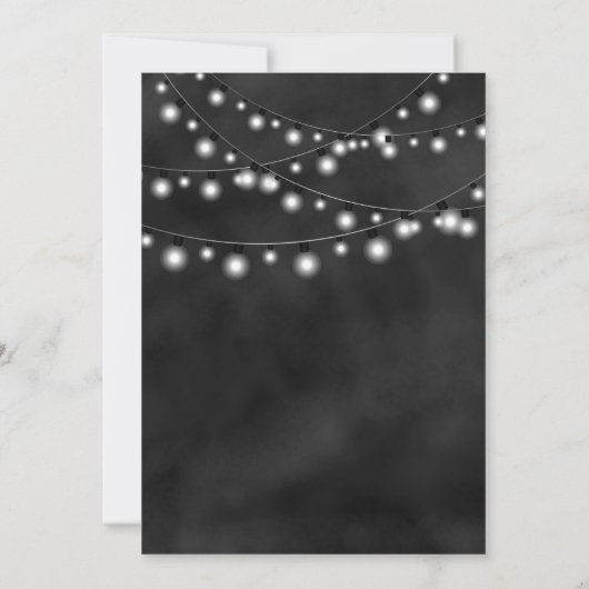 String of Lights Zwart krijtbord bruiloft uitnodig Kaart (Achterkant)