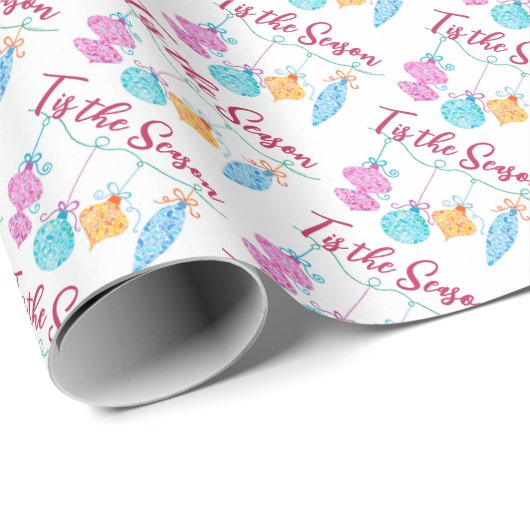 String Ornamenten Tis het Seizoen Wrapping Paper Cadeaupapier (Rol Hoek)