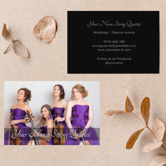 String Quartet Fotosjabloon Muzikant Zwart Visitekaartje