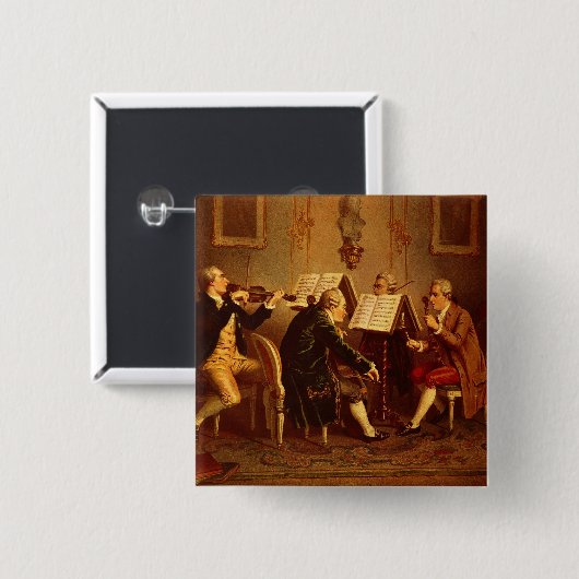 String Quartet Vierkante Button 5,1 Cm (Voorkant /achterkant)