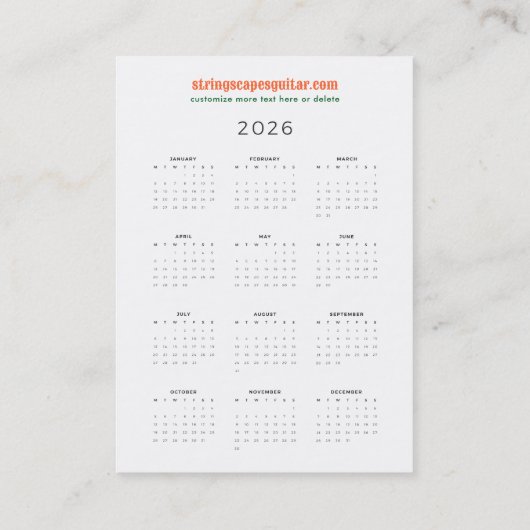 String Scapes Muziek Gitaar Art w / Kalender QR Co Visitekaartje (Achterkant)