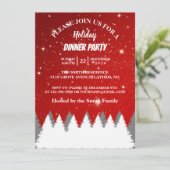 String Stars Pines Tree Holiday Party Kaart (Staand voorkant)