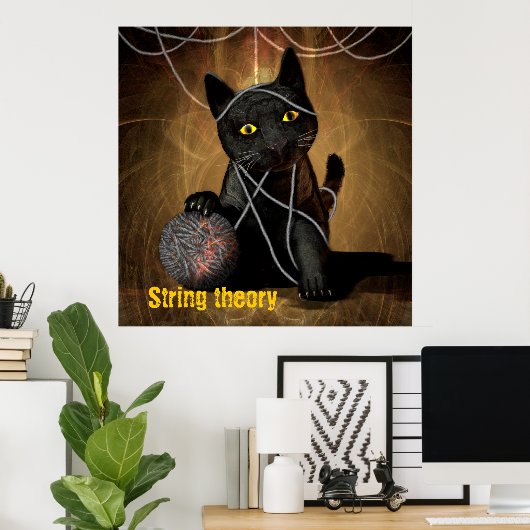 String-theorie-kat Poster (Thuiskantoor)